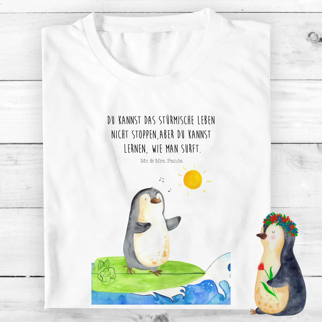 Organic Kinder T-Shirt Pinguin Surfer Kinder T-Shirt Mädchen, Kinder T-Shirt Jungen, Kinder T-Shirt, Pinguin, Hawaii, Urlaub, Wellen Reiten, Pinguine, Portugal, Surfen, Surfer, Wellen