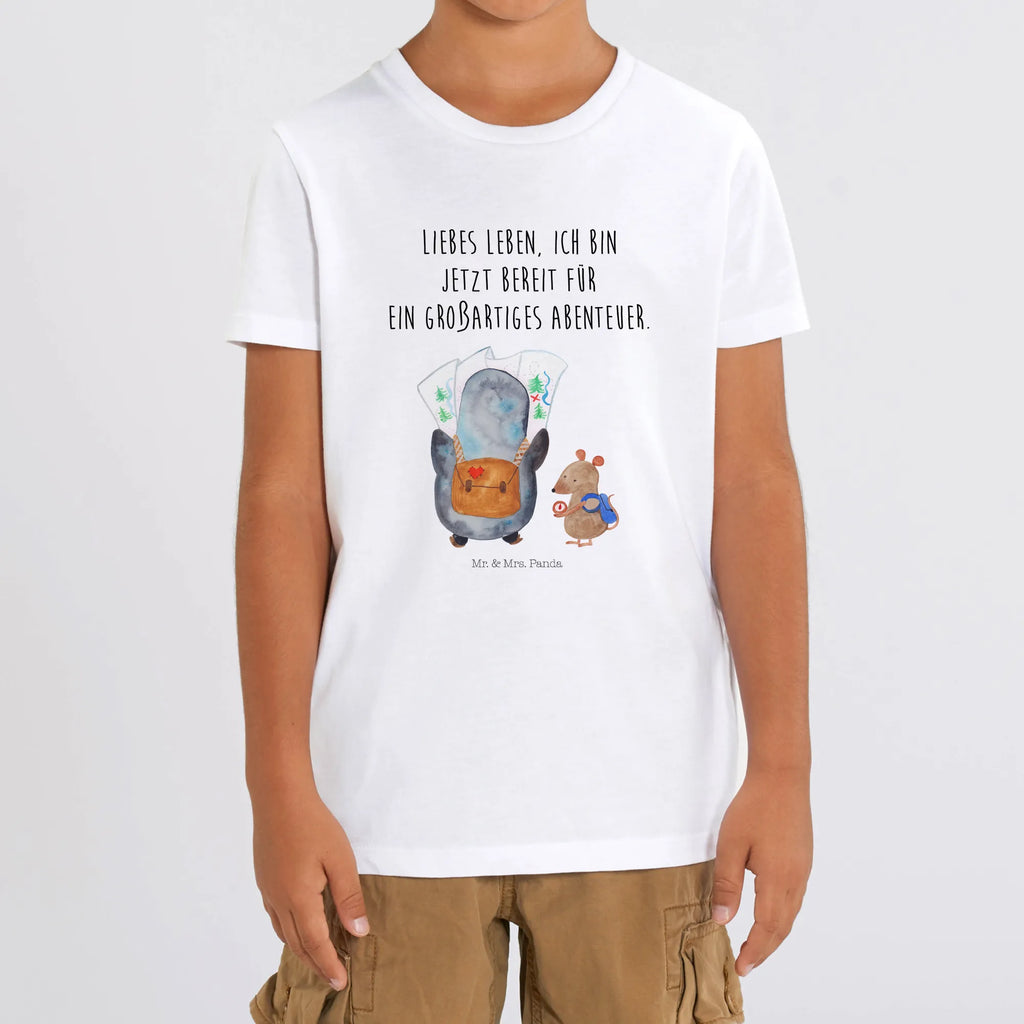Organiczna koszulka dziecięca Pingwin i Mysz Wędrowcy Kinder T-Shirt, Kinder T-Shirt Jungen, Kinder T-Shirt Mädchen, Pinguin, Abenteurer, Wandern, Pinguine, Ausflug, Roadtrip, Abenteuer, Wanderlust