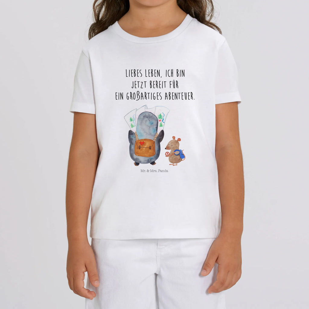 Organiczna koszulka dziecięca Pingwin i Mysz Wędrowcy Kinder T-Shirt, Kinder T-Shirt Jungen, Kinder T-Shirt Mädchen, Pinguin, Abenteurer, Wandern, Pinguine, Ausflug, Roadtrip, Abenteuer, Wanderlust