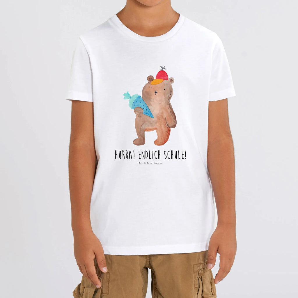 Organic Kinder T-Shirt Bär Schultüte Kinder T-Shirt Mädchen, Kinder T-Shirt Jungen, Kinder T-Shirt, Bär, Teddybär, Teddy, Schulanfang, Schulbeginn, Bär Motiv, Schule Geschenk, Schultüte, Erster Schultag Geschenk, Einschulung Geschenk, Grundschule