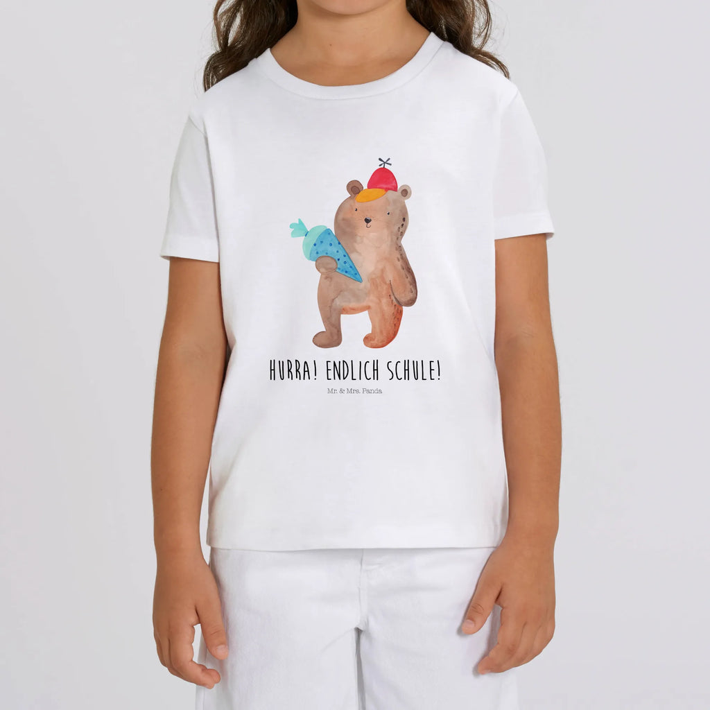 Organic Kinder T-Shirt Bär Schultüte Kinder T-Shirt Mädchen, Kinder T-Shirt Jungen, Kinder T-Shirt, Bär, Teddybär, Teddy, Schulanfang, Schulbeginn, Bär Motiv, Schule Geschenk, Schultüte, Erster Schultag Geschenk, Einschulung Geschenk, Grundschule