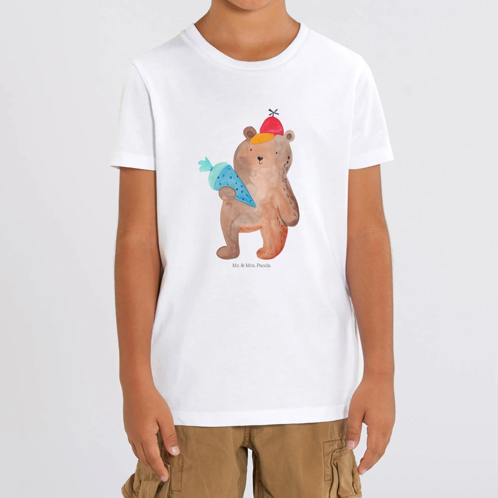 Organic Kinder T-Shirt Bär Schultüte Kinder T-Shirt Mädchen, Kinder T-Shirt Jungen, Kinder T-Shirt, Bär, Teddybär, Teddy, Schulanfang, Schulbeginn, Bär Motiv, Schule Geschenk, Schultüte, Erster Schultag Geschenk, Einschulung Geschenk, Grundschule