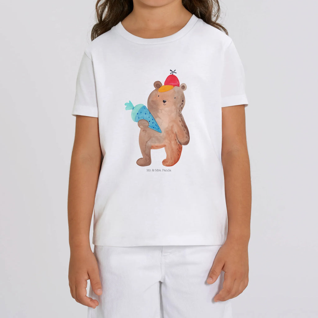 Organic Kinder T-Shirt Bär Schultüte Kinder T-Shirt Mädchen, Kinder T-Shirt Jungen, Kinder T-Shirt, Bär, Teddybär, Teddy, Schulanfang, Schulbeginn, Bär Motiv, Schule Geschenk, Schultüte, Erster Schultag Geschenk, Einschulung Geschenk, Grundschule