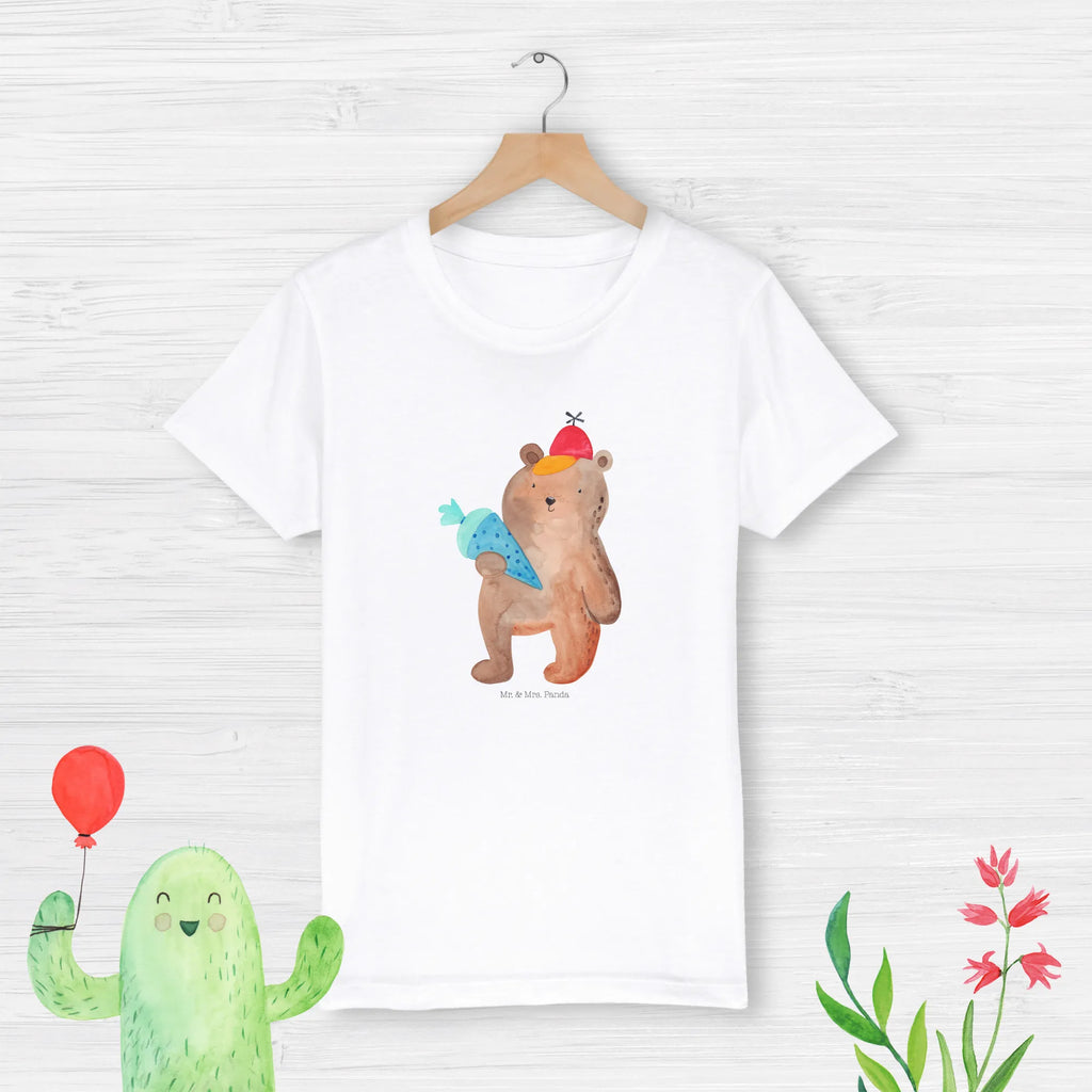 Organic Kinder T-Shirt Bär Schultüte Kinder T-Shirt Mädchen, Kinder T-Shirt Jungen, Kinder T-Shirt, Bär, Teddybär, Teddy, Schulanfang, Schulbeginn, Bär Motiv, Schule Geschenk, Schultüte, Erster Schultag Geschenk, Einschulung Geschenk, Grundschule
