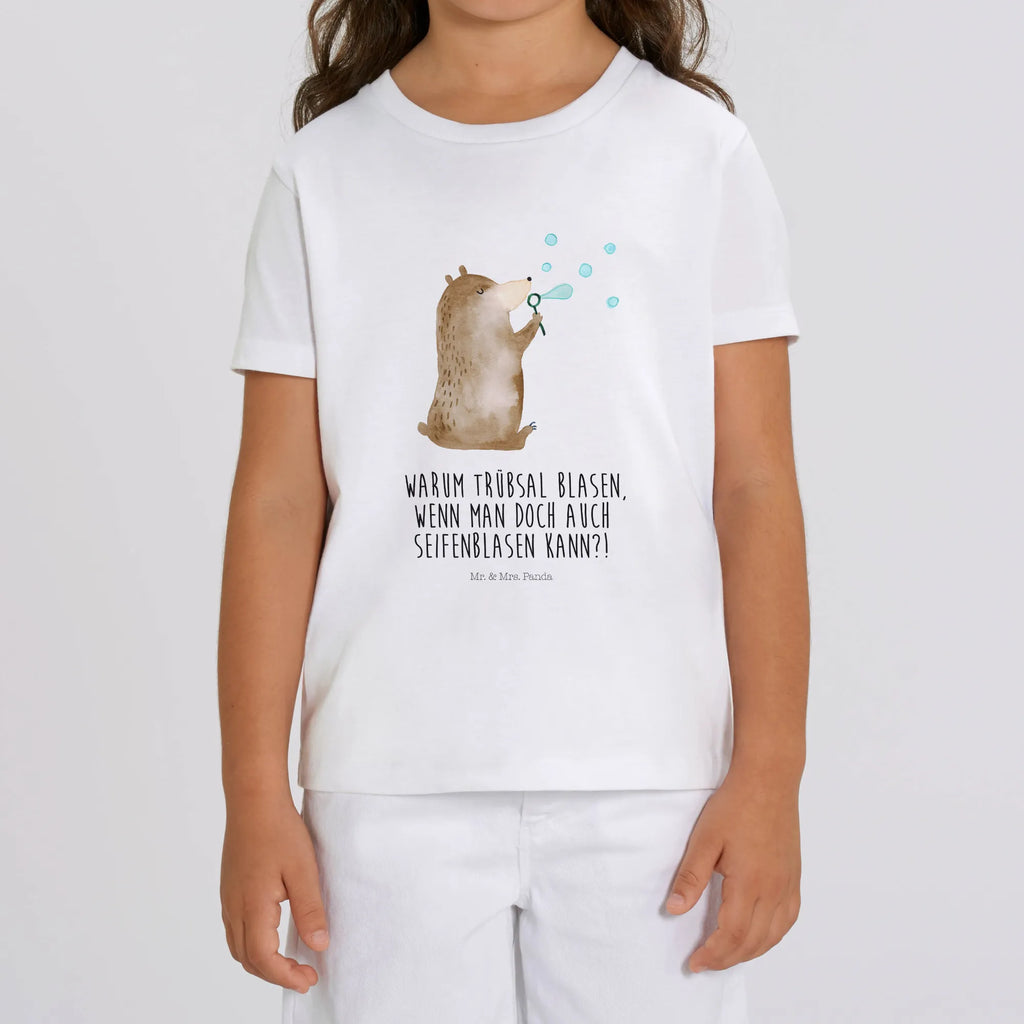 Organic Kinder T-Shirt Bär Seifenblasen Kinder T-Shirt Jungen, Kinder T-Shirt Mädchen, Kinder T-Shirt, Bär, Teddybär, Teddy, Seifenblasen Bär Lustig Sein Glücklich Traurig Happy
