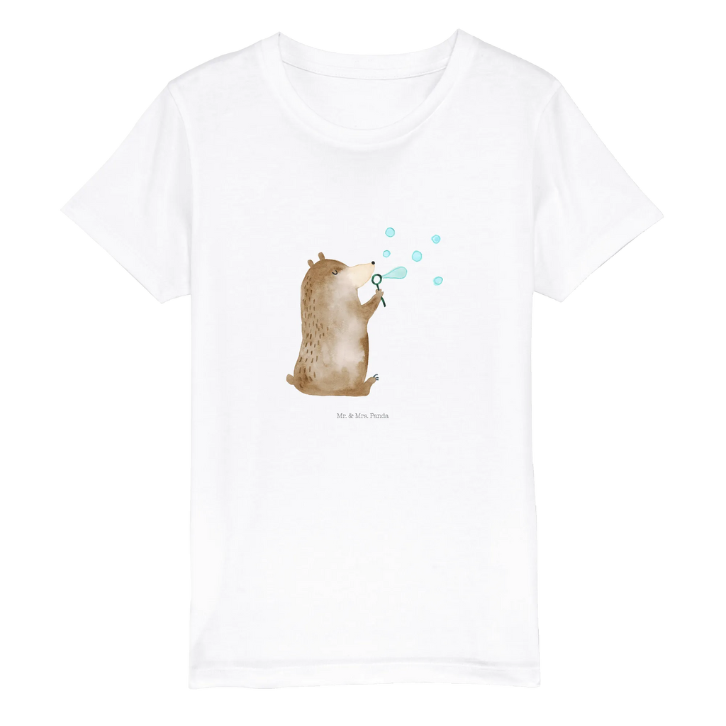 Organic Kinder T-Shirt Bär Seifenblasen Kinder T-Shirt Jungen, Kinder T-Shirt Mädchen, Kinder T-Shirt, Bär, Teddybär, Teddy, Seifenblasen Bär Lustig Sein Glücklich Traurig Happy