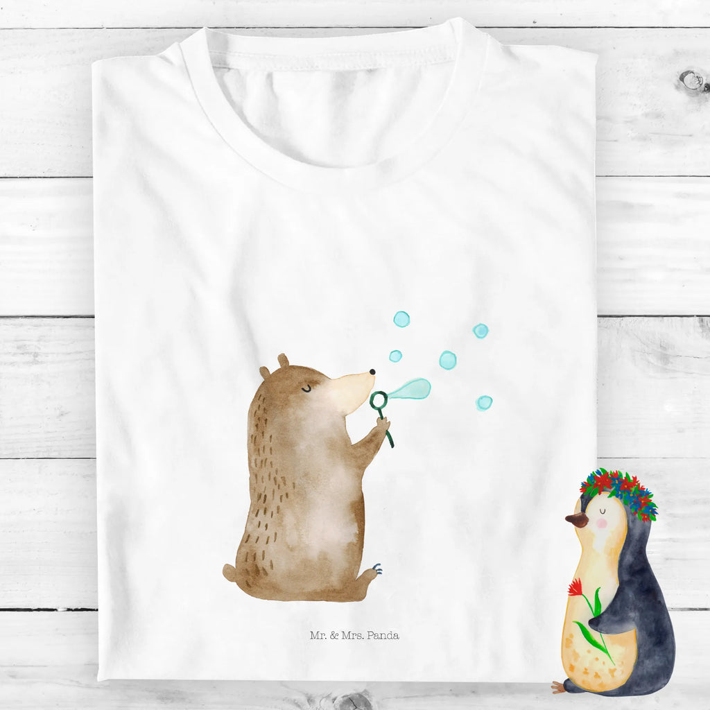 Organic Kinder T-Shirt Bär Seifenblasen Kinder T-Shirt Jungen, Kinder T-Shirt Mädchen, Kinder T-Shirt, Bär, Teddybär, Teddy, Seifenblasen Bär Lustig Sein Glücklich Traurig Happy