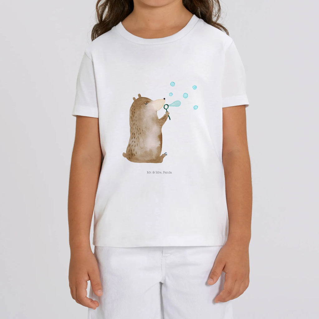 Organic Kinder T-Shirt Bär Seifenblasen Kinder T-Shirt Jungen, Kinder T-Shirt Mädchen, Kinder T-Shirt, Bär, Teddybär, Teddy, Seifenblasen Bär Lustig Sein Glücklich Traurig Happy