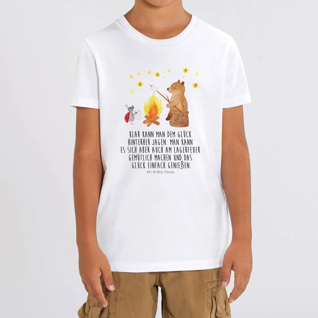Organic Kinder T-Shirt Bär & Marienkäfer Lagerfeuer Kinder T-Shirt, Kinder T-Shirt Mädchen, Kinder T-Shirt Jungen, Bär, Teddybär, Teddy, Lagerfeuer