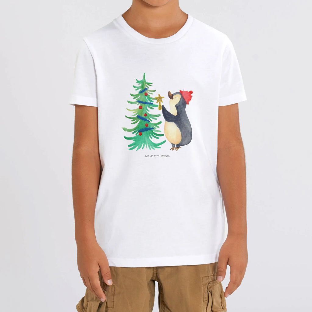 Organic Kinder T-Shirt Pinguin Weihnachtsbaum Kinder T-Shirt Jungen, Kinder T-Shirt, Kinder T-Shirt Mädchen, Heiligabend, Advent, Nikolaus, Weihnachtsdeko, Winter, Weihnachten, Wintermotiv, Pinguin
