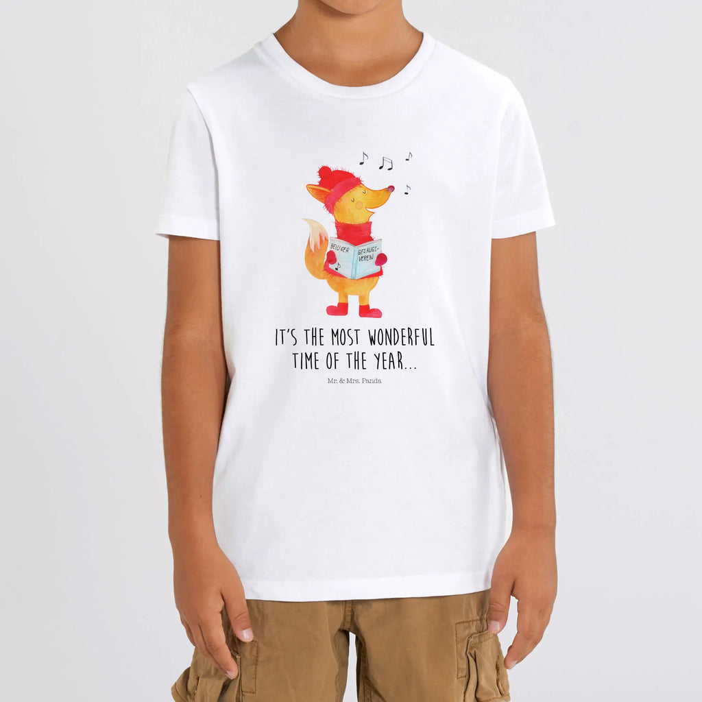 Organiczna koszulka dziecięca lis Śpiewak Kinder T-Shirt Mädchen, Kinder T-Shirt Jungen, Kinder T-Shirt, Wintermotiv, Heiligabend, Weihnachten, Advent, Nikolaus, Weihnachtsdeko, Winter, Sänger, Singen, Weihnachtslieder, Geschenk Sänger, Füchse, Fuchs