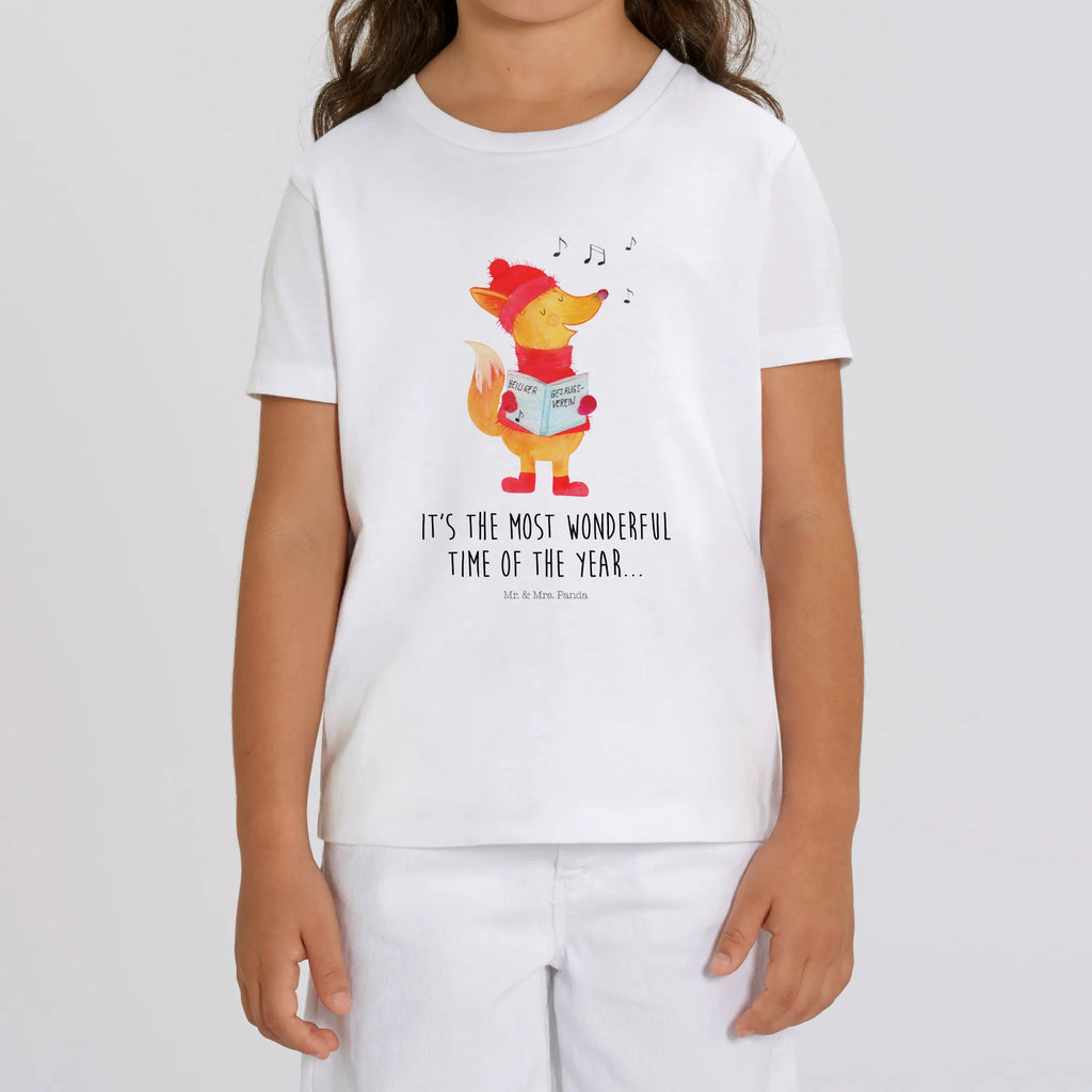Organiczna koszulka dziecięca lis Śpiewak Kinder T-Shirt Mädchen, Kinder T-Shirt Jungen, Kinder T-Shirt, Wintermotiv, Heiligabend, Weihnachten, Advent, Nikolaus, Weihnachtsdeko, Winter, Sänger, Singen, Weihnachtslieder, Geschenk Sänger, Füchse, Fuchs
