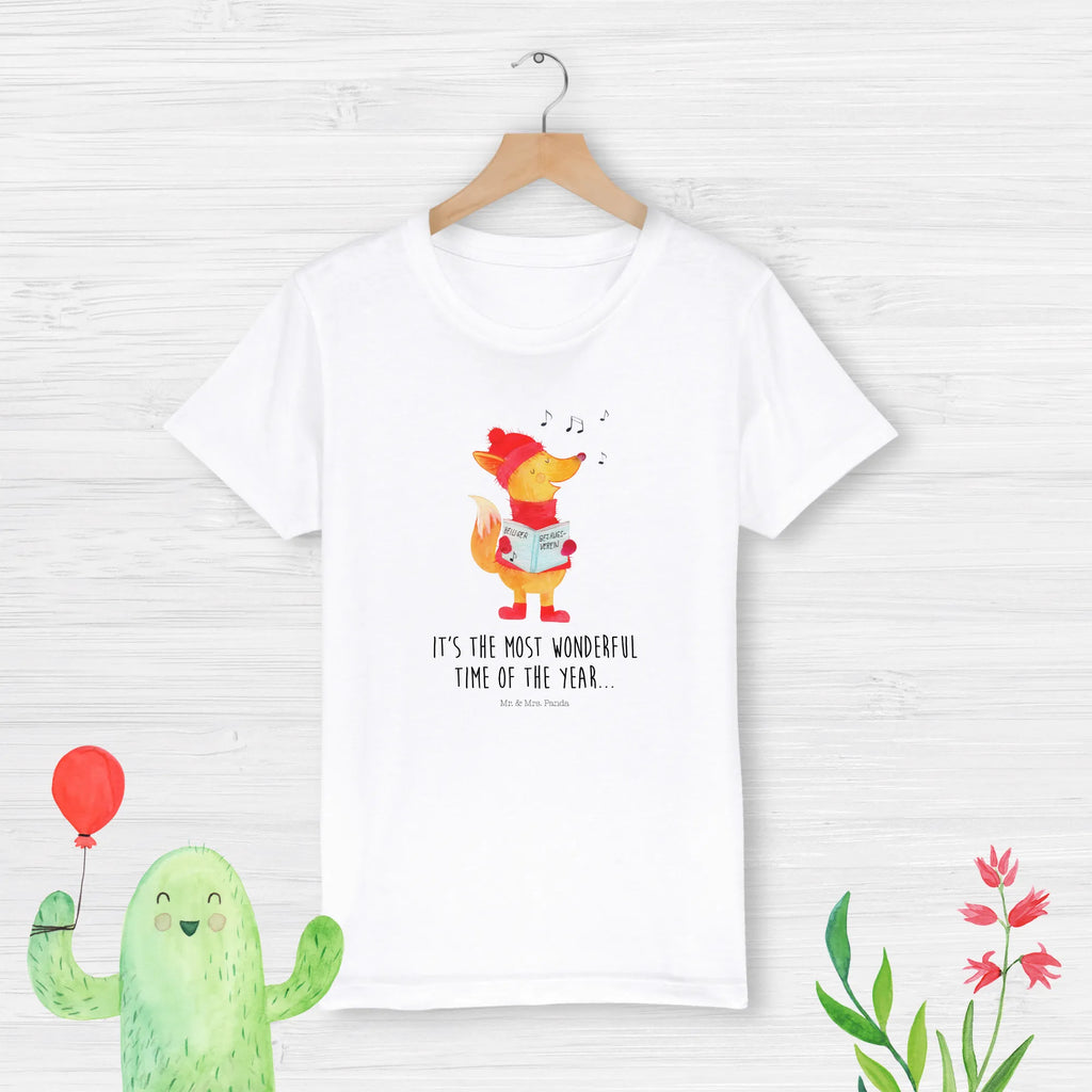 Organiczna koszulka dziecięca lis Śpiewak Kinder T-Shirt Mädchen, Kinder T-Shirt Jungen, Kinder T-Shirt, Wintermotiv, Heiligabend, Weihnachten, Advent, Nikolaus, Weihnachtsdeko, Winter, Sänger, Singen, Weihnachtslieder, Geschenk Sänger, Füchse, Fuchs