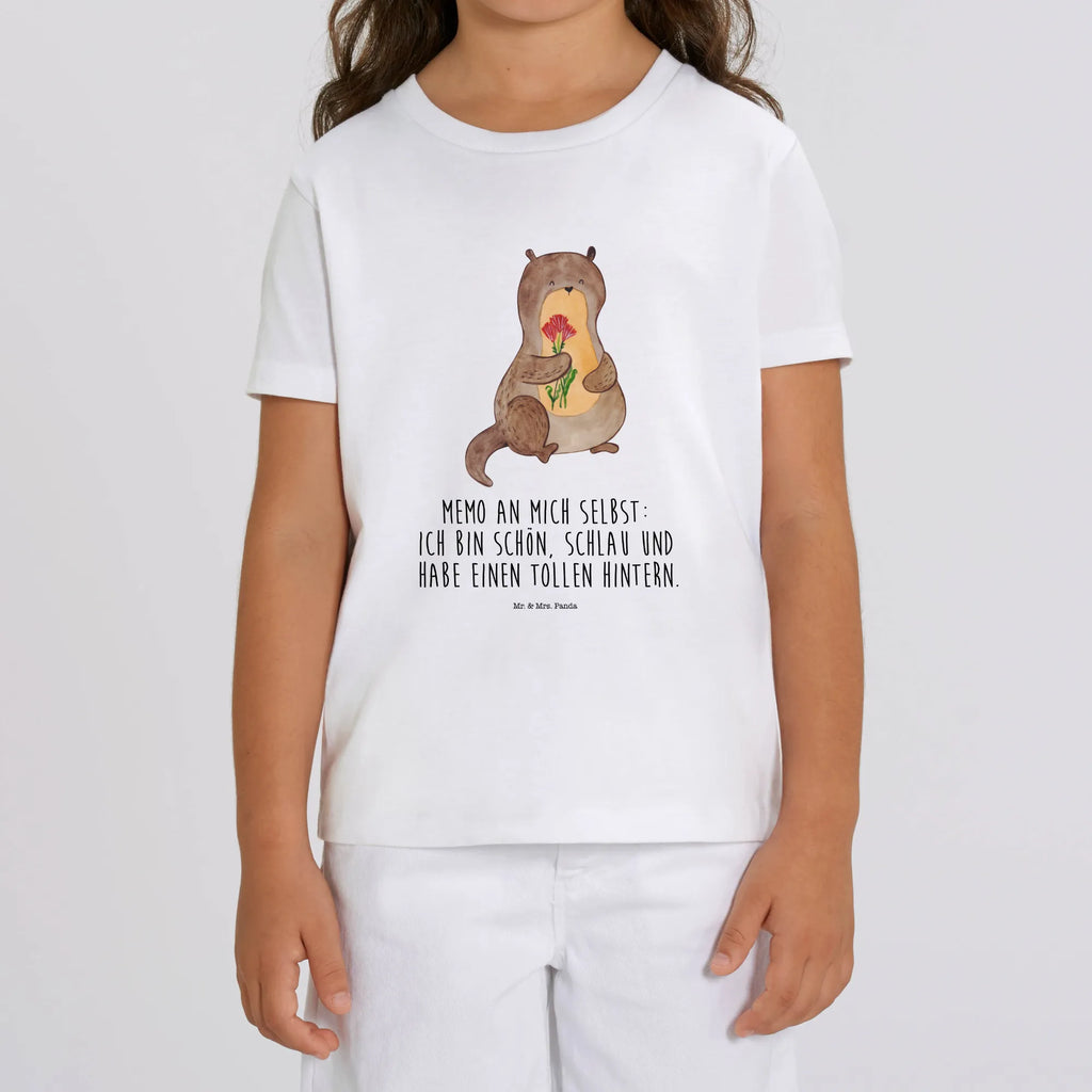 Organic Kinder T-Shirt Otter Blumenstrauß Kinder T-Shirt Jungen, Kinder T-Shirt, Kinder T-Shirt Mädchen, Otter, Seeotter, Fischotter, Otter Seeotter See Otter