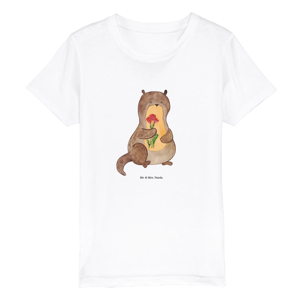 Organic Kinder T-Shirt Otter Blumenstrauß Kinder T-Shirt Jungen, Kinder T-Shirt, Kinder T-Shirt Mädchen, Otter, Seeotter, Fischotter, Otter Seeotter See Otter
