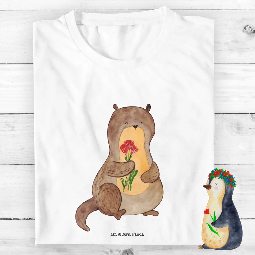 Organic Kinder T-Shirt Otter Blumenstrauß Kinder T-Shirt Jungen, Kinder T-Shirt, Kinder T-Shirt Mädchen, Otter, Seeotter, Fischotter, Otter Seeotter See Otter