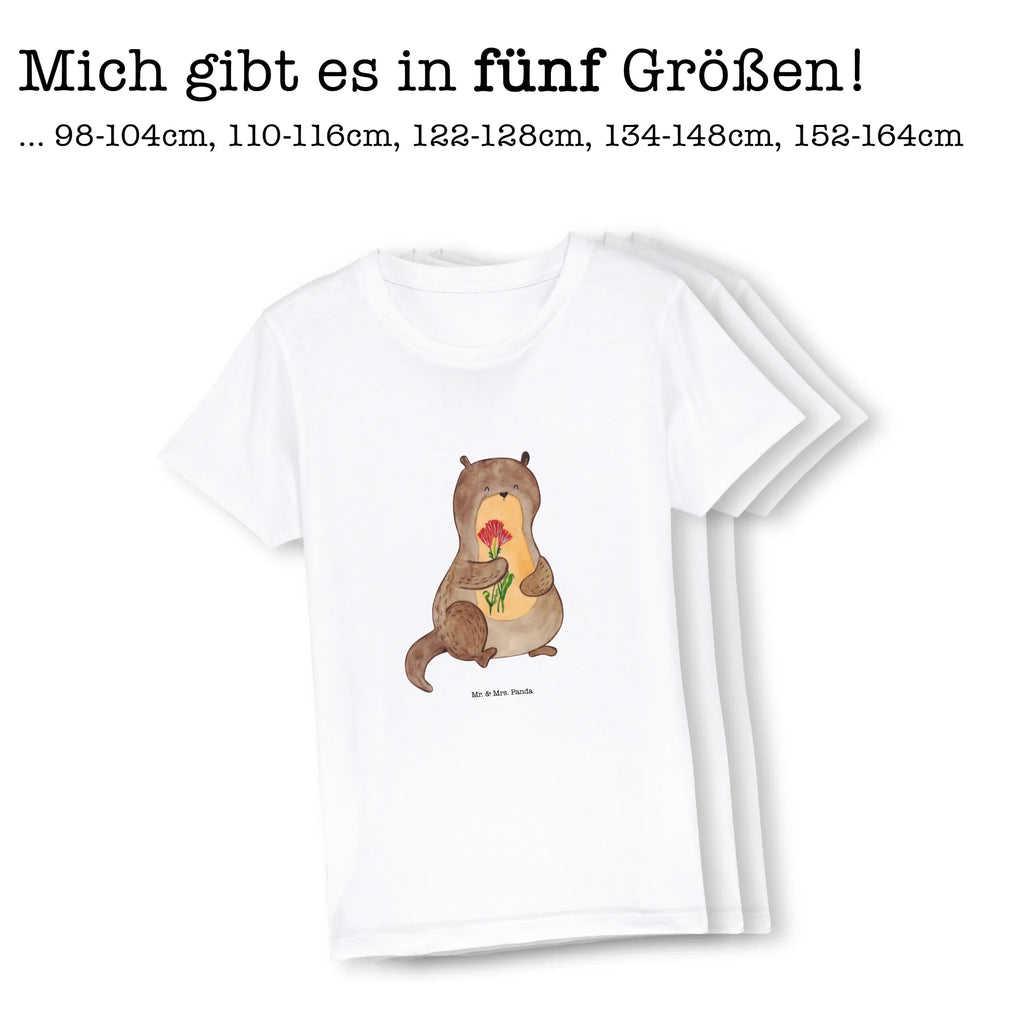Organic Kinder T-Shirt Otter Blumenstrauß Kinder T-Shirt Jungen, Kinder T-Shirt, Kinder T-Shirt Mädchen, Otter, Seeotter, Fischotter, Otter Seeotter See Otter