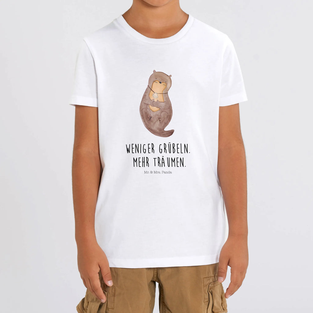 Organiczna koszulka dziecięca wydra muszla Kinder T-Shirt, Kinder T-Shirt Mädchen, Kinder T-Shirt Jungen, Otter, Fischotter, Seeotter, Otterliebe, Büro, grübeln, Tagträumen, träumen, Motivation