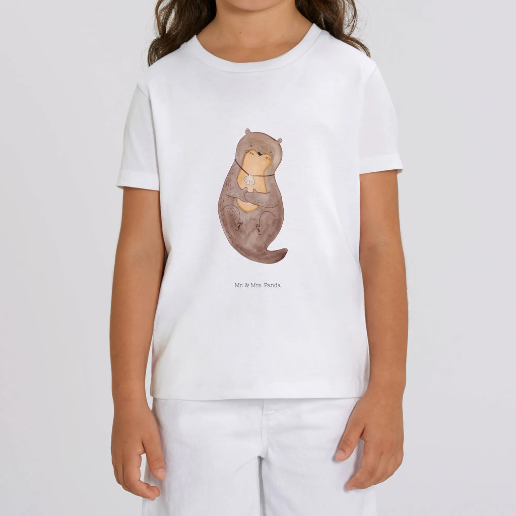 Organiczna koszulka dziecięca wydra muszla Kinder T-Shirt, Kinder T-Shirt Mädchen, Kinder T-Shirt Jungen, Otter, Fischotter, Seeotter, Otterliebe, Büro, grübeln, Tagträumen, träumen, Motivation