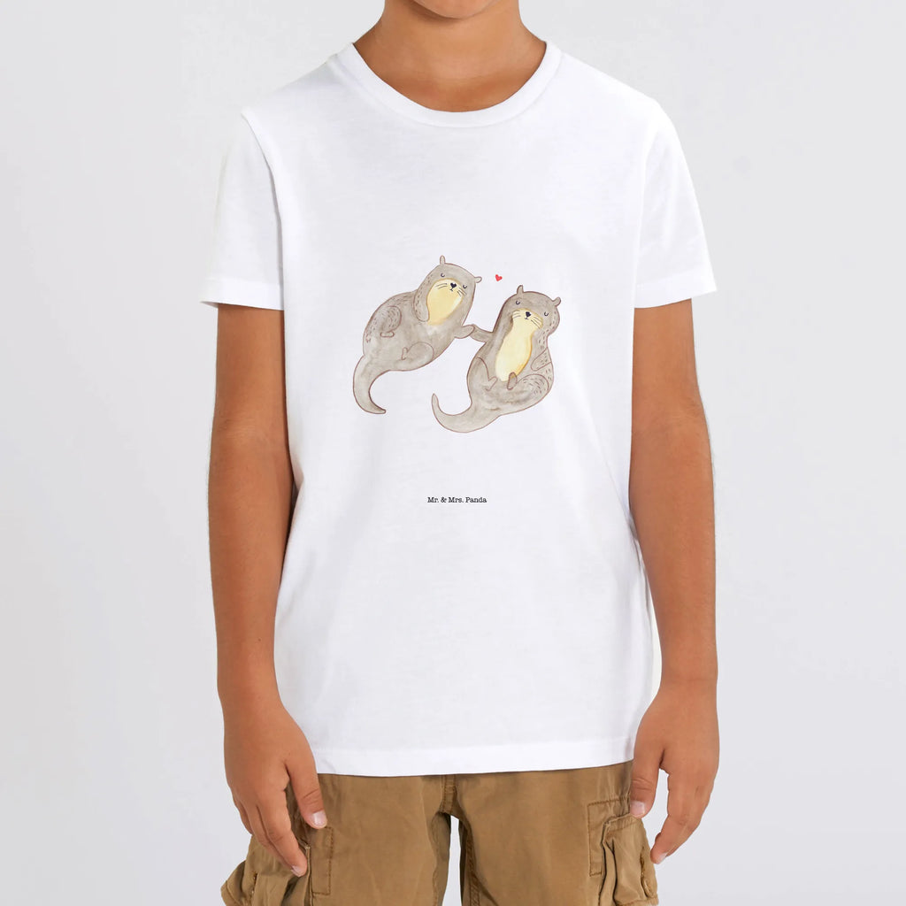 Organic Kinder T-Shirt Otter Hände halten Kinder T-Shirt Mädchen, Kinder T-Shirt Jungen, Kinder T-Shirt, Otter, Seeotter, Fischotter, Otter Seeotter See Otter