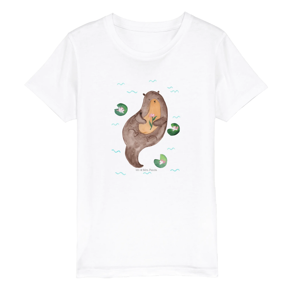Organic Kinder T-Shirt Otter Seerose Kinder T-Shirt Jungen, Kinder T-Shirt Mädchen, Kinder T-Shirt, Otter, Seeotter, Fischotter, Otter Seeotter See Otter