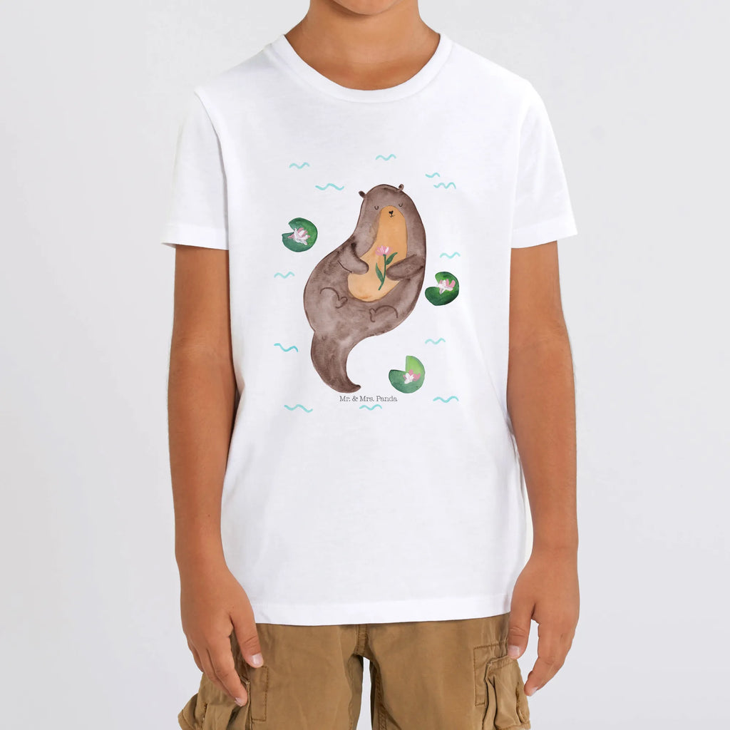 Organic Kinder T-Shirt Otter Seerose Kinder T-Shirt Jungen, Kinder T-Shirt Mädchen, Kinder T-Shirt, Otter, Seeotter, Fischotter, Otter Seeotter See Otter