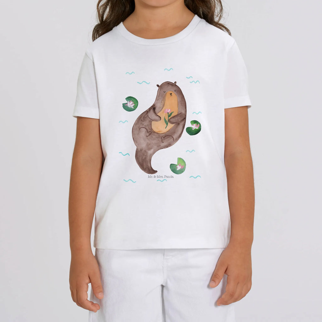 Organic Kinder T-Shirt Otter Seerose Kinder T-Shirt Jungen, Kinder T-Shirt Mädchen, Kinder T-Shirt, Otter, Seeotter, Fischotter, Otter Seeotter See Otter