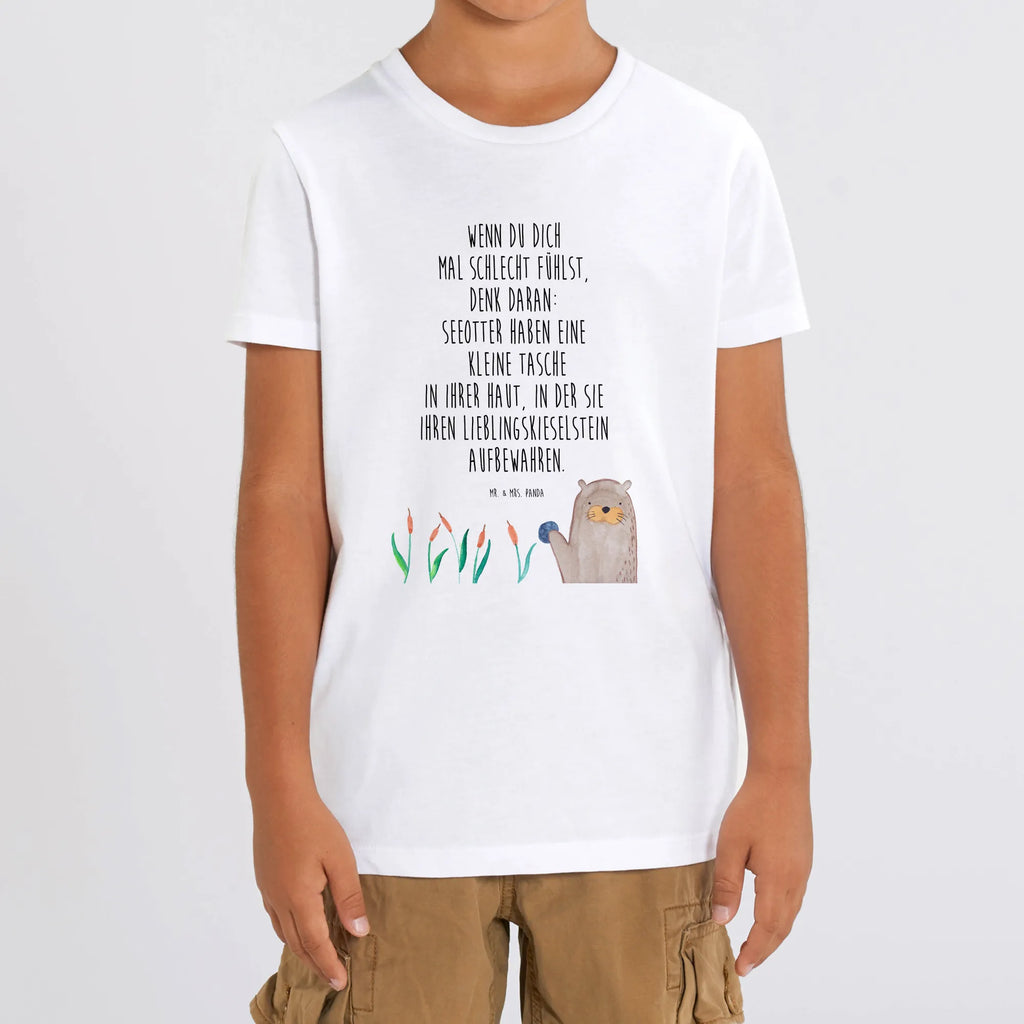 Organic Kinder T-Shirt Otter Stein Kinder T-Shirt Jungen, Kinder T-Shirt Mädchen, Kinder T-Shirt, Otter, Seeotter, Fischotter, Otter Seeotter See Otter