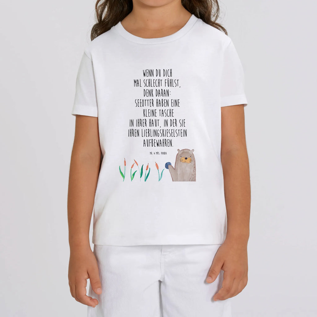 Organic Kinder T-Shirt Otter Stein Kinder T-Shirt Jungen, Kinder T-Shirt Mädchen, Kinder T-Shirt, Otter, Seeotter, Fischotter, Otter Seeotter See Otter