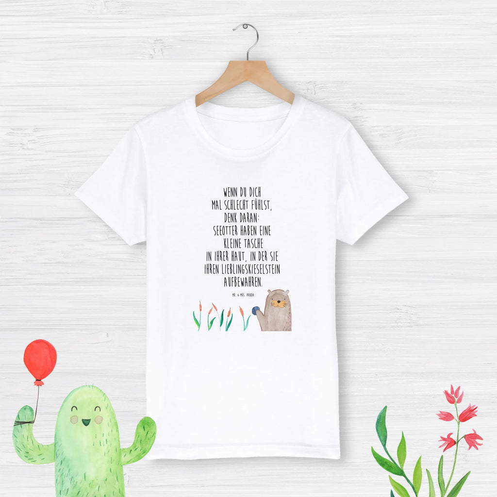 Organic Kinder T-Shirt Otter Stein Kinder T-Shirt Jungen, Kinder T-Shirt Mädchen, Kinder T-Shirt, Otter, Seeotter, Fischotter, Otter Seeotter See Otter
