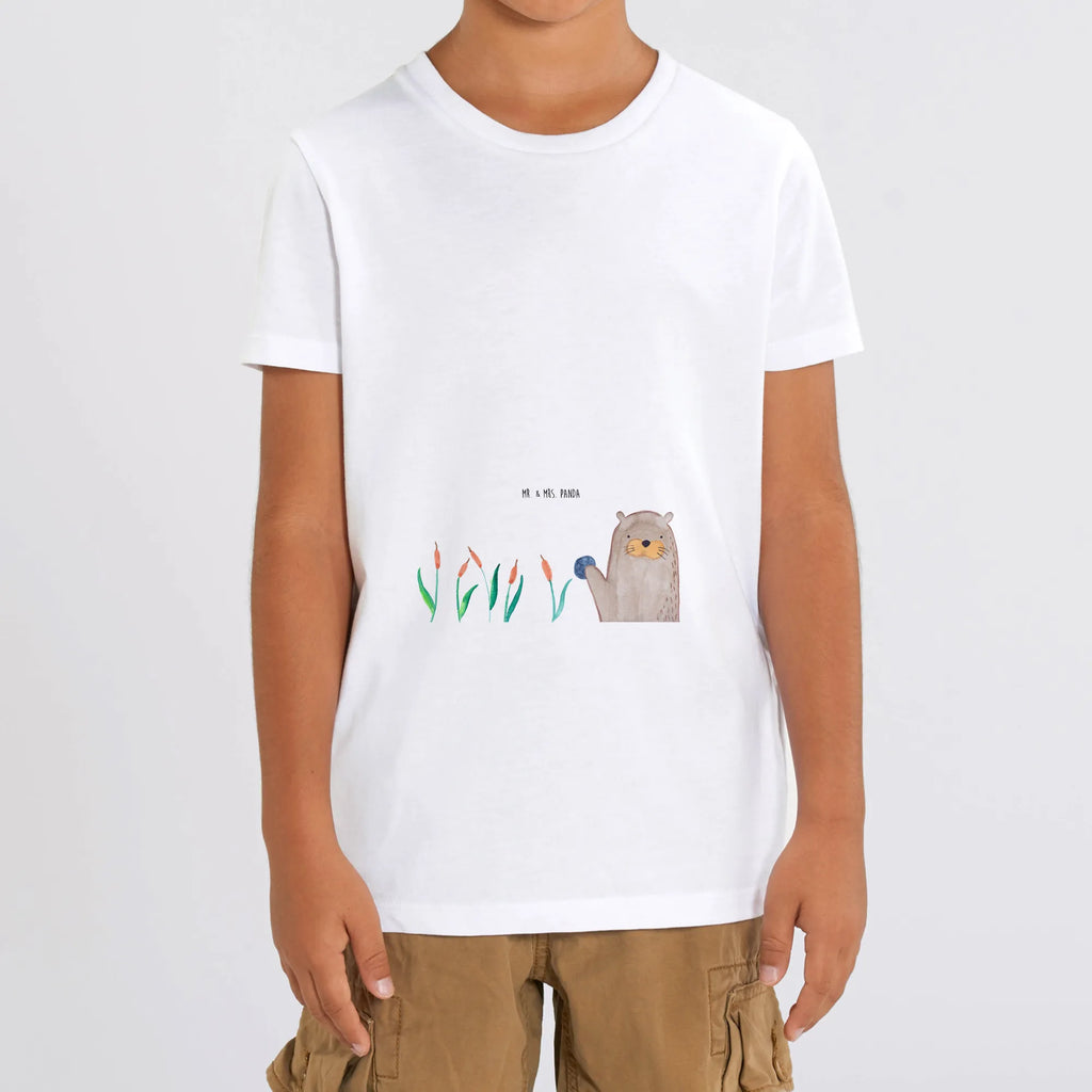 Organic Kinder T-Shirt Otter Stein Kinder T-Shirt Jungen, Kinder T-Shirt Mädchen, Kinder T-Shirt, Otter, Seeotter, Fischotter, Otter Seeotter See Otter