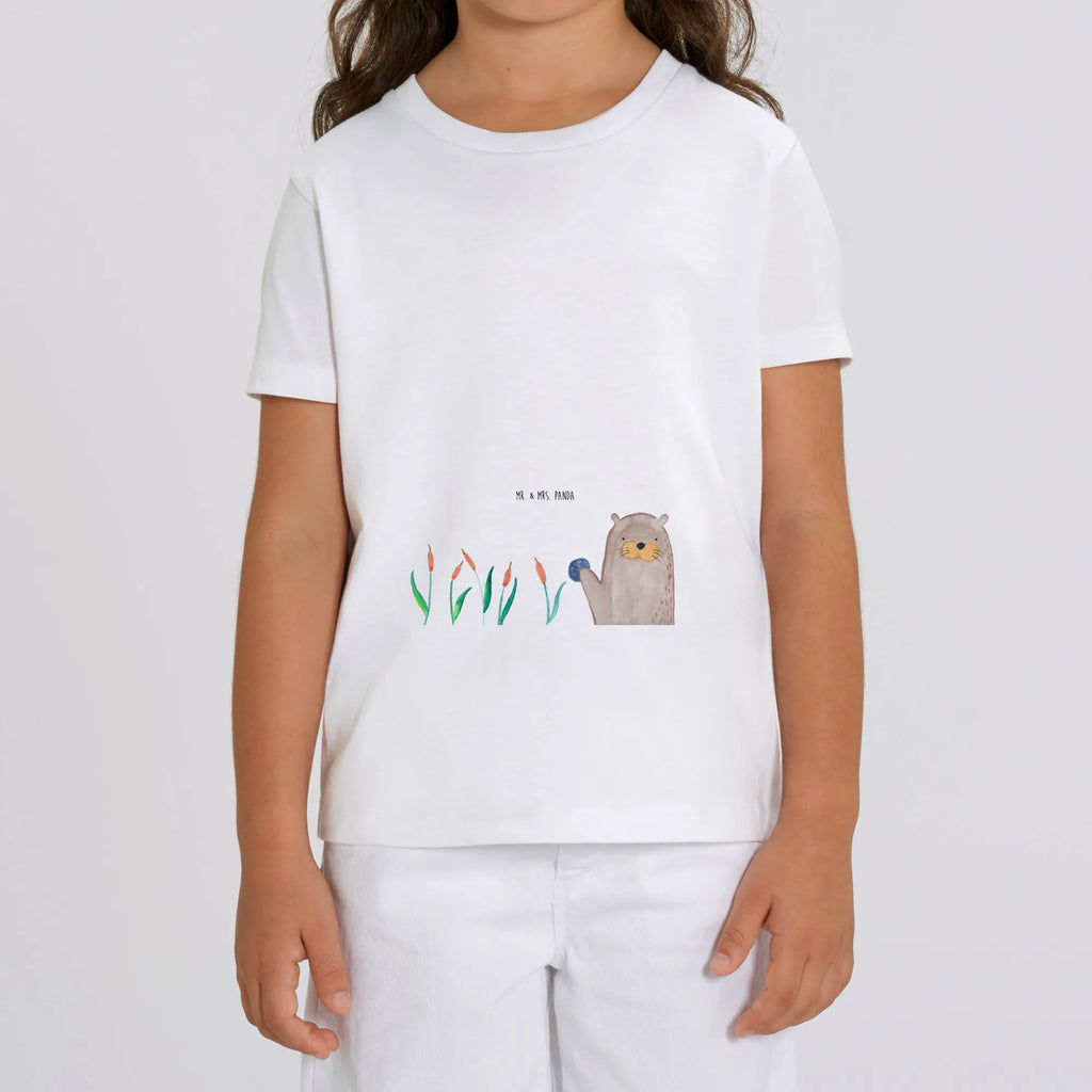 Organic Kinder T-Shirt Otter Stein Kinder T-Shirt Jungen, Kinder T-Shirt Mädchen, Kinder T-Shirt, Otter, Seeotter, Fischotter, Otter Seeotter See Otter