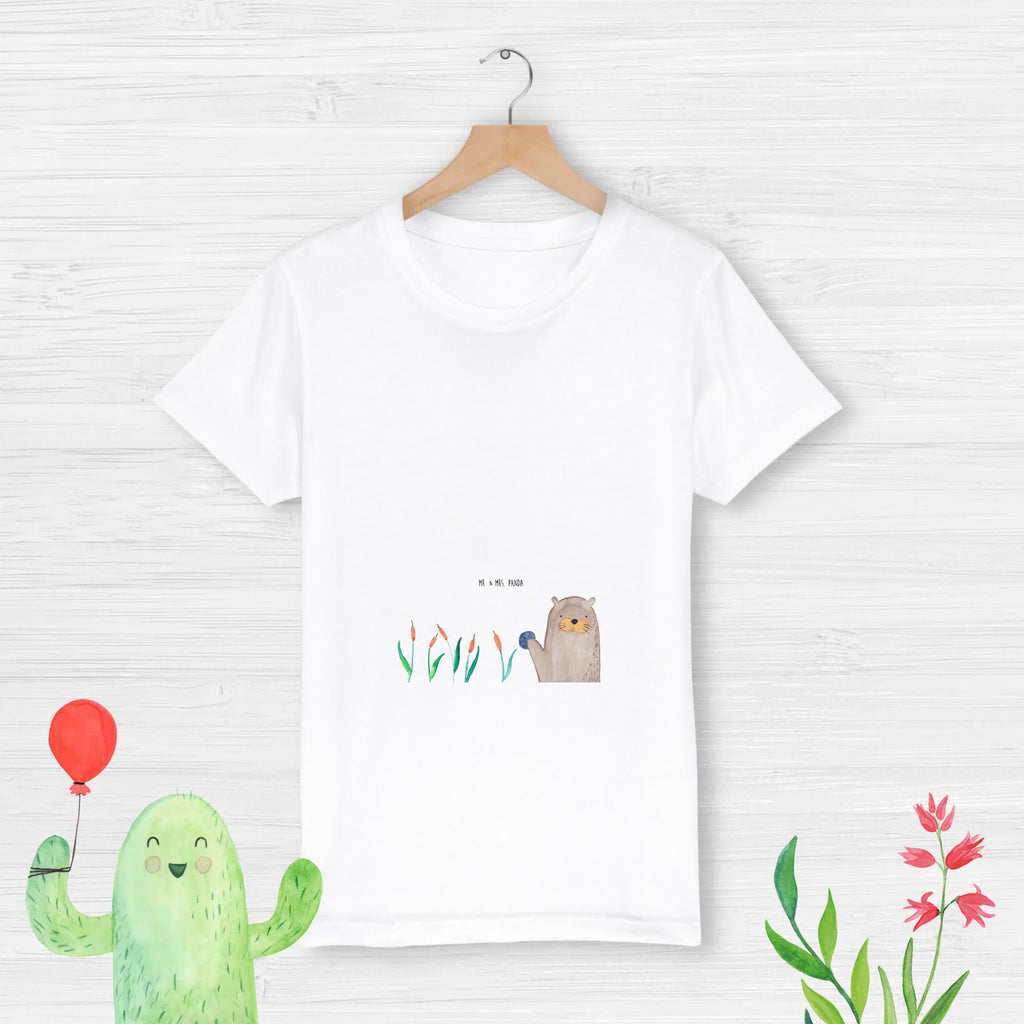 Organic Kinder T-Shirt Otter Stein Kinder T-Shirt Jungen, Kinder T-Shirt Mädchen, Kinder T-Shirt, Otter, Seeotter, Fischotter, Otter Seeotter See Otter