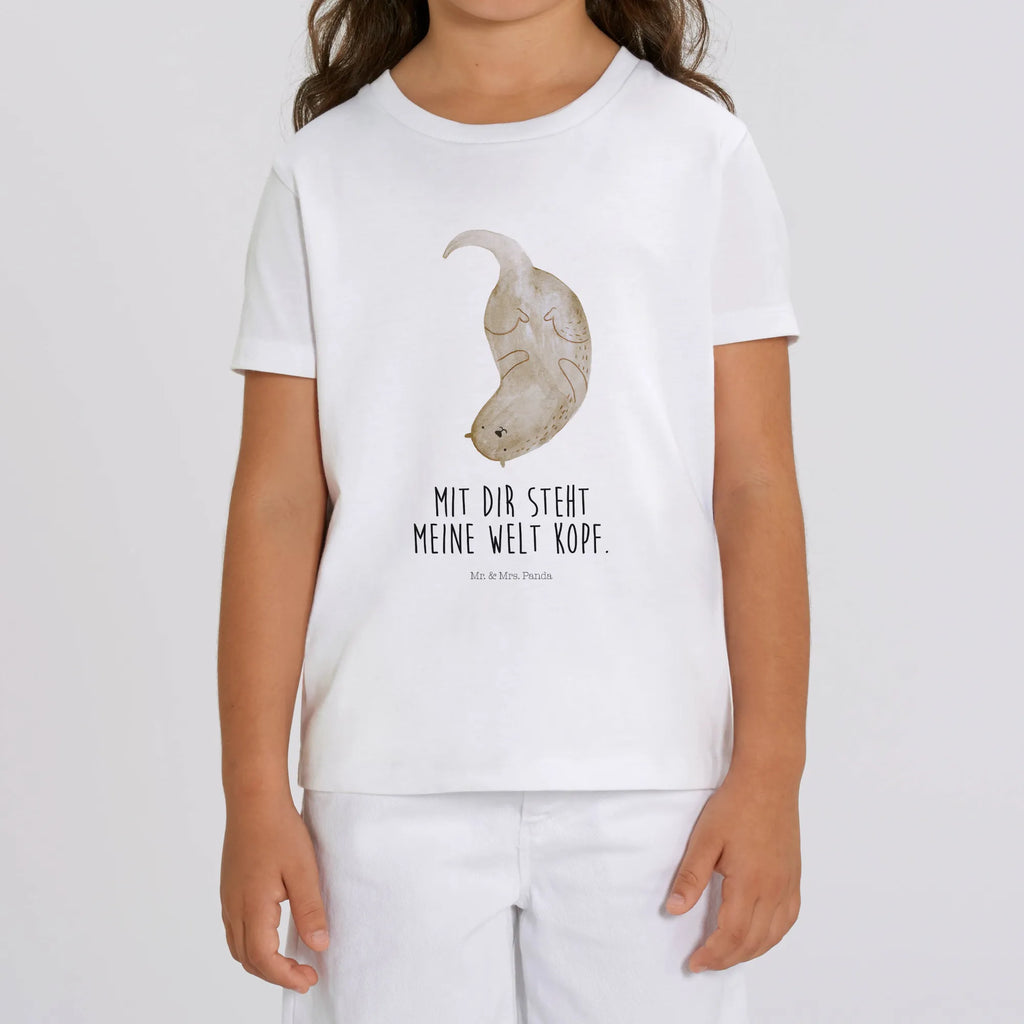 Organic Kinder T-Shirt Otter Kopfüber Kinder T-Shirt, Kinder T-Shirt Mädchen, Kinder T-Shirt Jungen, Otter, Seeotter, Fischotter, Otter Seeotter See Otter
