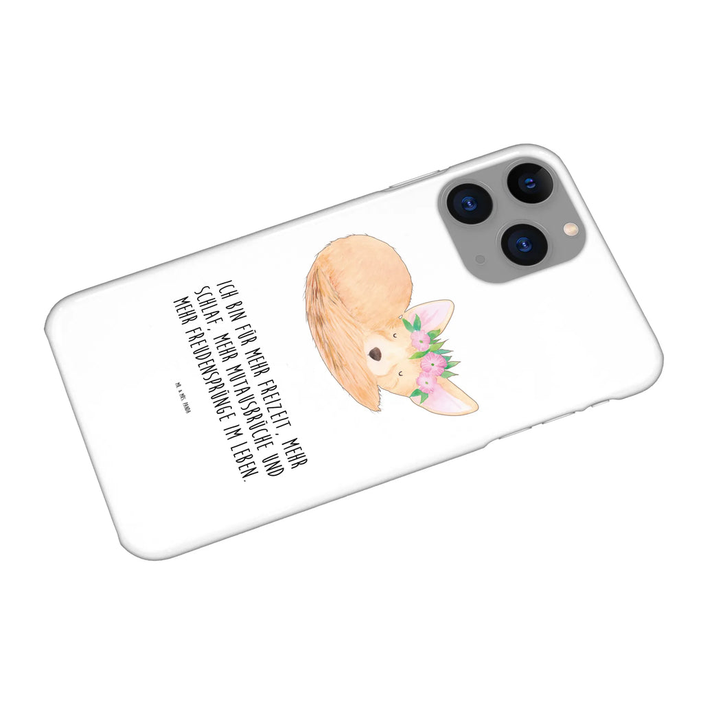 Etui na iPhone 11 lis pustynny kwiaty Handy, Hülle, Cover, Iphone 10, Handycover, Iphone X, Handy Case, Handyhülle, Wildtiere, Afrika, Wüstenfuchs, Blumen, Blumenkranz, Glücklich, Wüste