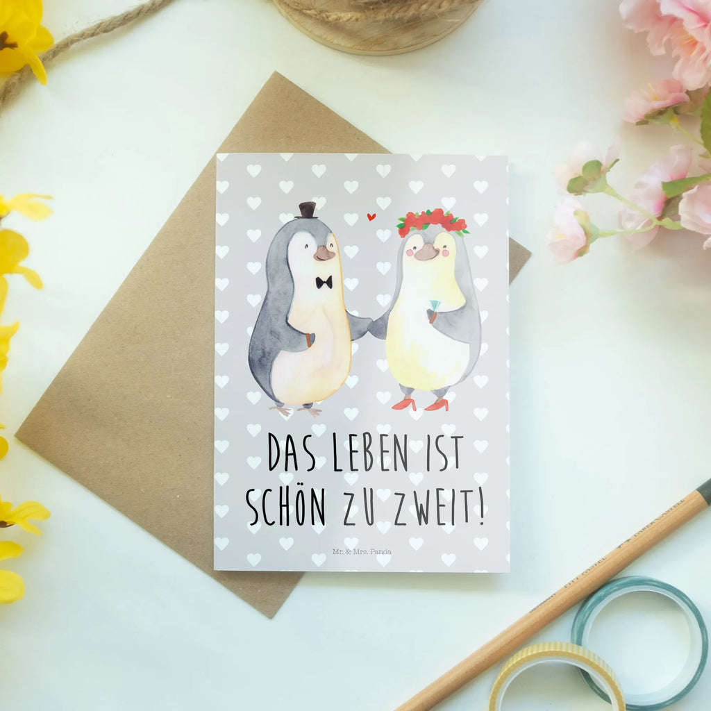 Greetings card Penguins getting married invitation card, greeting card, folding card, wedding card, birthday card, Love, Loving, Two, Together, Marriage, Engagement, Proposal of marriage, Love gift, gift for her, gift for him, anniversary gift
