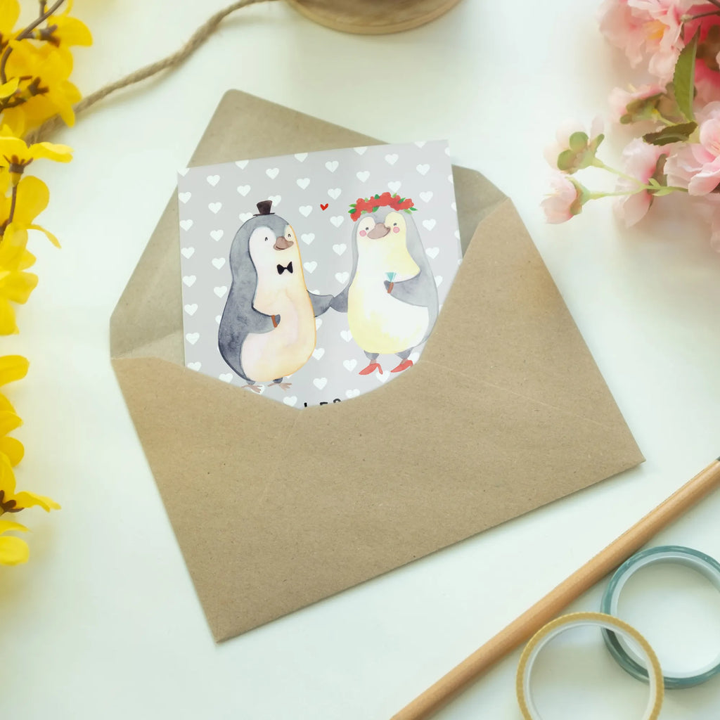 Greetings card Penguins getting married invitation card, greeting card, folding card, wedding card, birthday card, Love, Loving, Two, Together, Marriage, Engagement, Proposal of marriage, Love gift, gift for her, gift for him, anniversary gift