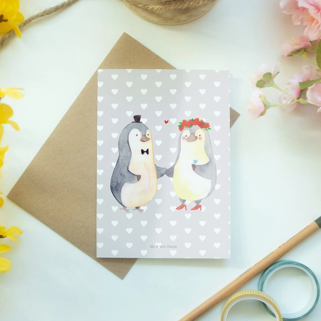Greetings card Penguins getting married invitation card, greeting card, folding card, wedding card, birthday card, Love, Loving, Two, Together, Marriage, Engagement, Proposal of marriage, Love gift, gift for her, gift for him, anniversary gift