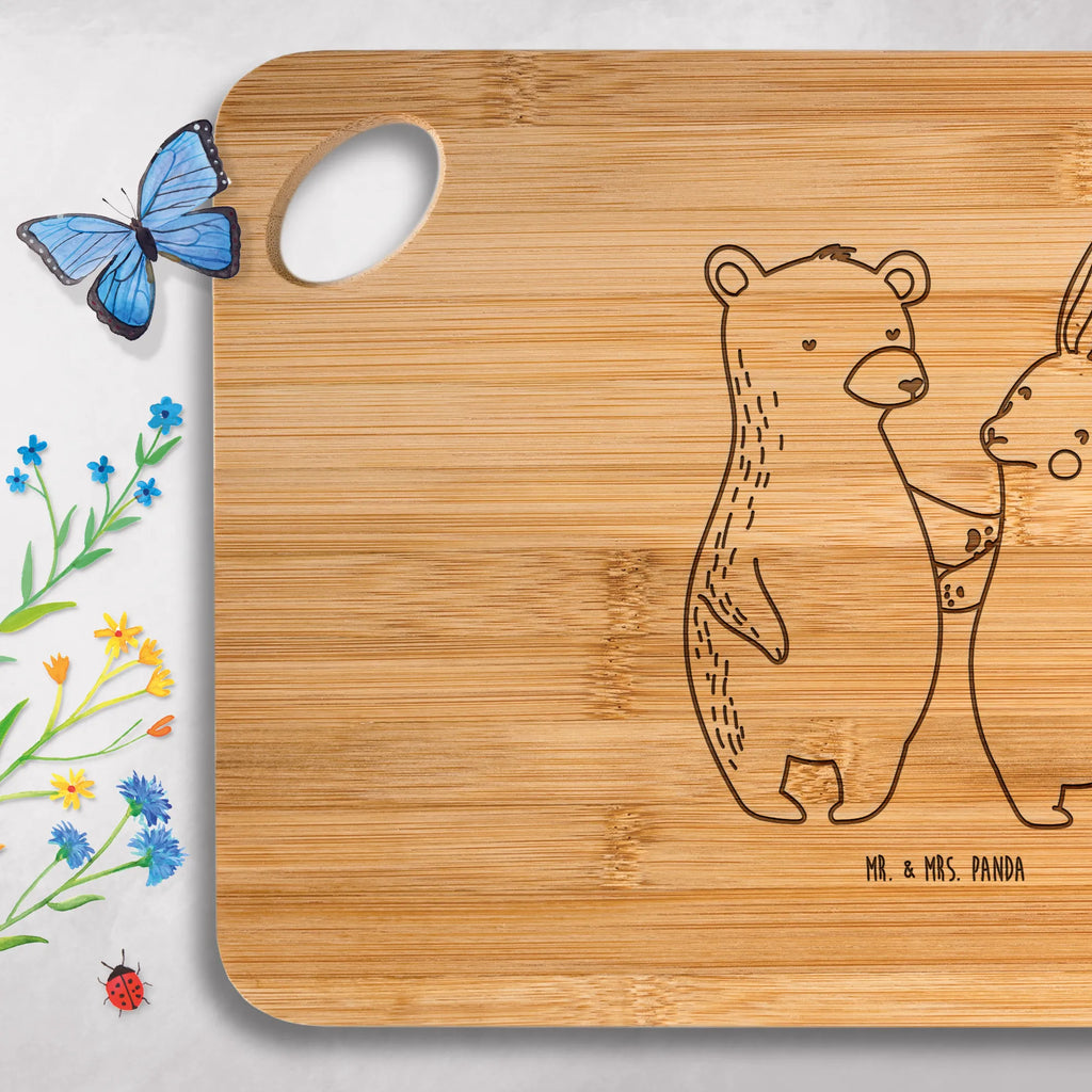 Bambus - deska do krojenia Niedźwiedź i królik Przytulać żona, prezent miłosny, rocznica, zaręczyny, mąż, Miłość, prośba o rękę, wesele, przyjaciółka, przyjaciel, dzień ślubu