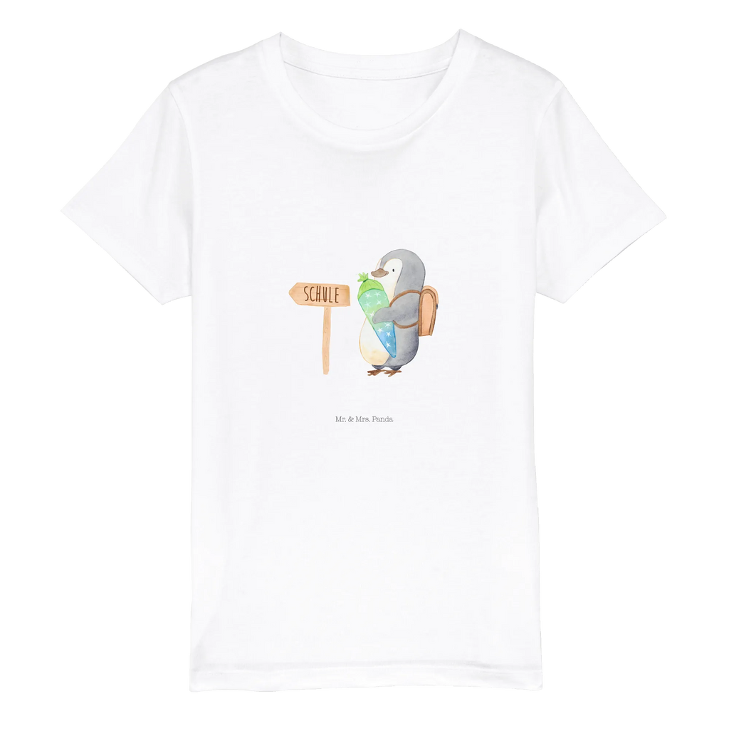 Organic Kinder T-Shirt Pinguin Schultüte Kinder T-Shirt Jungen, Kinder T-Shirt, Kinder T-Shirt Mädchen, Pinguin, Geschenk Zur Einschulung, Schulranzen, Einschulung, 1. Klasse, Erster Schultag, Schulanfänger