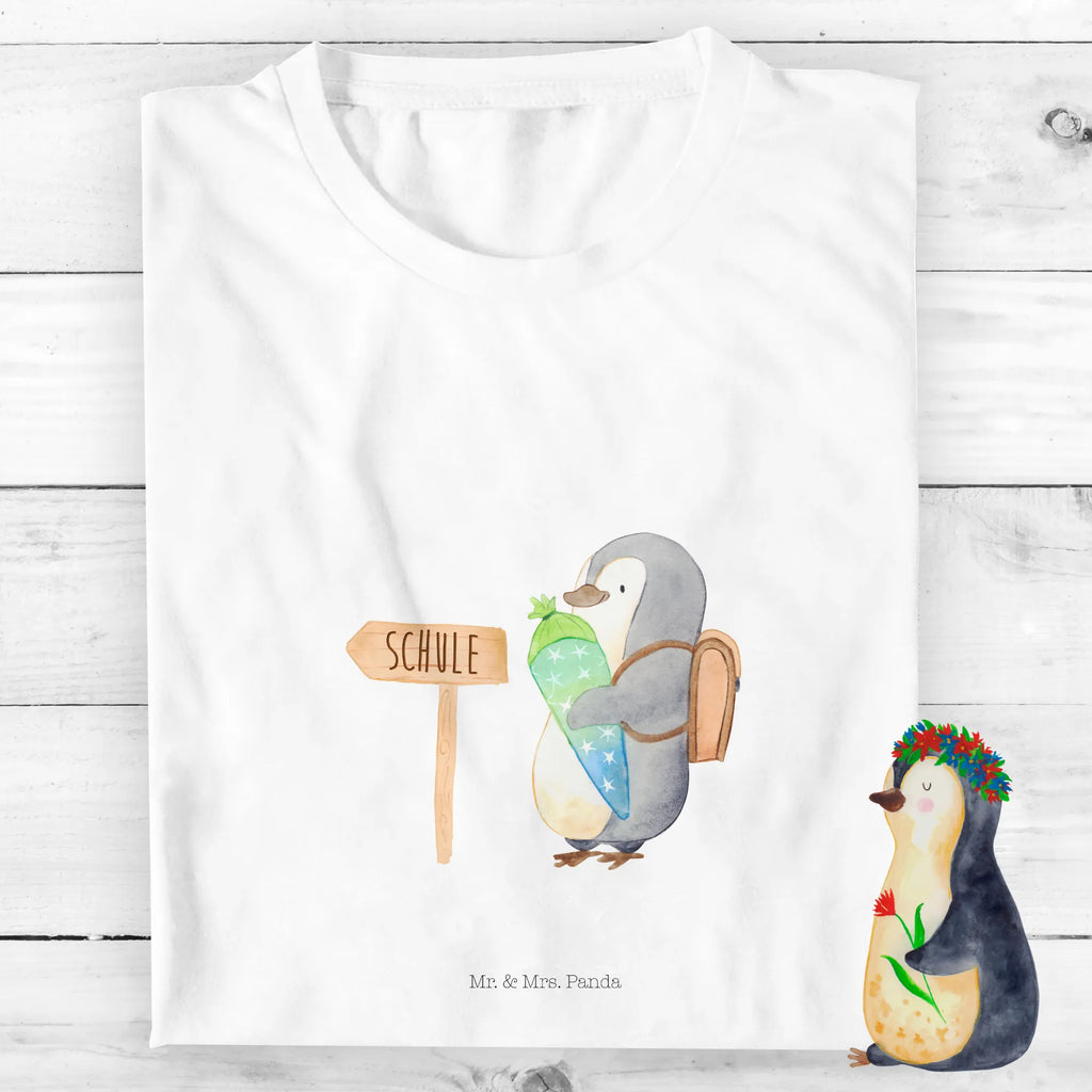 Organic Kinder T-Shirt Pinguin Schultüte Kinder T-Shirt Jungen, Kinder T-Shirt, Kinder T-Shirt Mädchen, Pinguin, Geschenk Zur Einschulung, Schulranzen, Einschulung, 1. Klasse, Erster Schultag, Schulanfänger