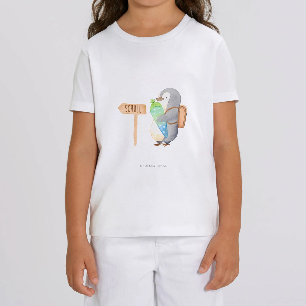 Organic Kinder T-Shirt Pinguin Schultüte Kinder T-Shirt Jungen, Kinder T-Shirt, Kinder T-Shirt Mädchen, Pinguin, Geschenk Zur Einschulung, Schulranzen, Einschulung, 1. Klasse, Erster Schultag, Schulanfänger