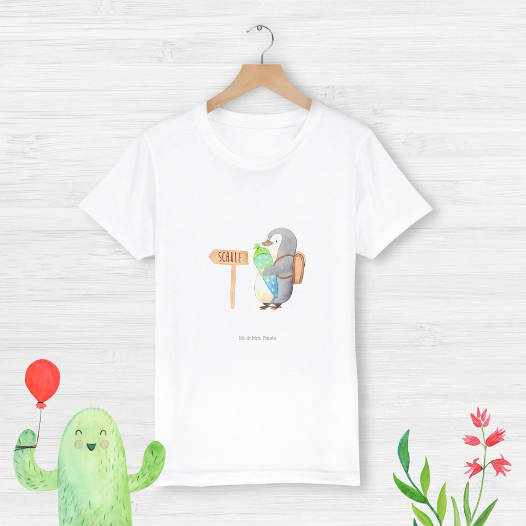 Organic Kinder T-Shirt Pinguin Schultüte Kinder T-Shirt Jungen, Kinder T-Shirt, Kinder T-Shirt Mädchen, Pinguin, Geschenk Zur Einschulung, Schulranzen, Einschulung, 1. Klasse, Erster Schultag, Schulanfänger