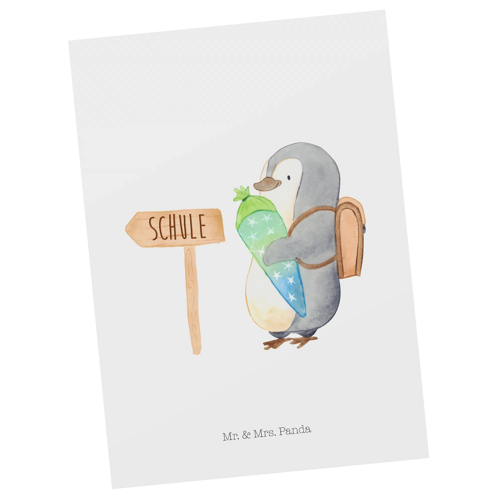 Postcard Penguin School cone North Pole, Penguins, gift for school enrolment, school beginners, first day of school, satchel, school enrolment, 1st class