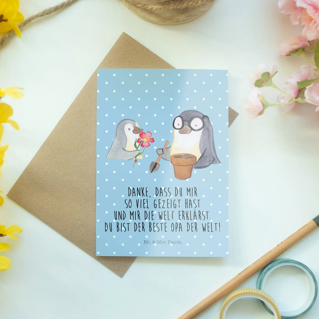 Grußkarte Pinguin Opa Blumen pflanzen Klappkarte, Ansichtskarten, Grußkarte, Hochzeitskarte, Glückwunschkarte, Karte, Geburtstagskarte, Einladungskarte, Familie, Vatertag, Muttertag, Bruder, Schwester, Mama, Papa, Oma, Opa, Lieblingsopa, bester Opa, Opi, Großvater