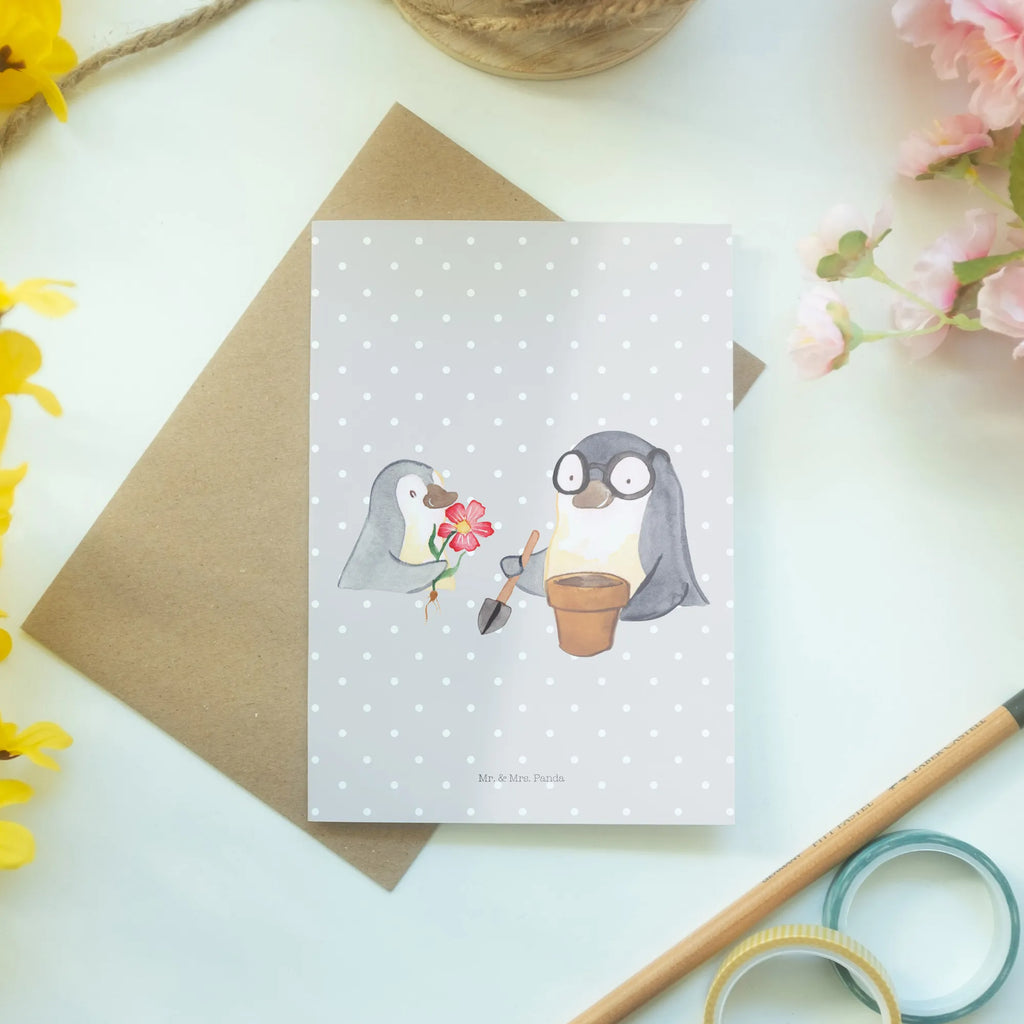Grußkarte Pinguin Opa Blumen pflanzen Klappkarte, Ansichtskarten, Grußkarte, Hochzeitskarte, Glückwunschkarte, Karte, Geburtstagskarte, Einladungskarte, Familie, Vatertag, Muttertag, Bruder, Schwester, Mama, Papa, Oma, Opa, Lieblingsopa, bester Opa, Opi, Großvater