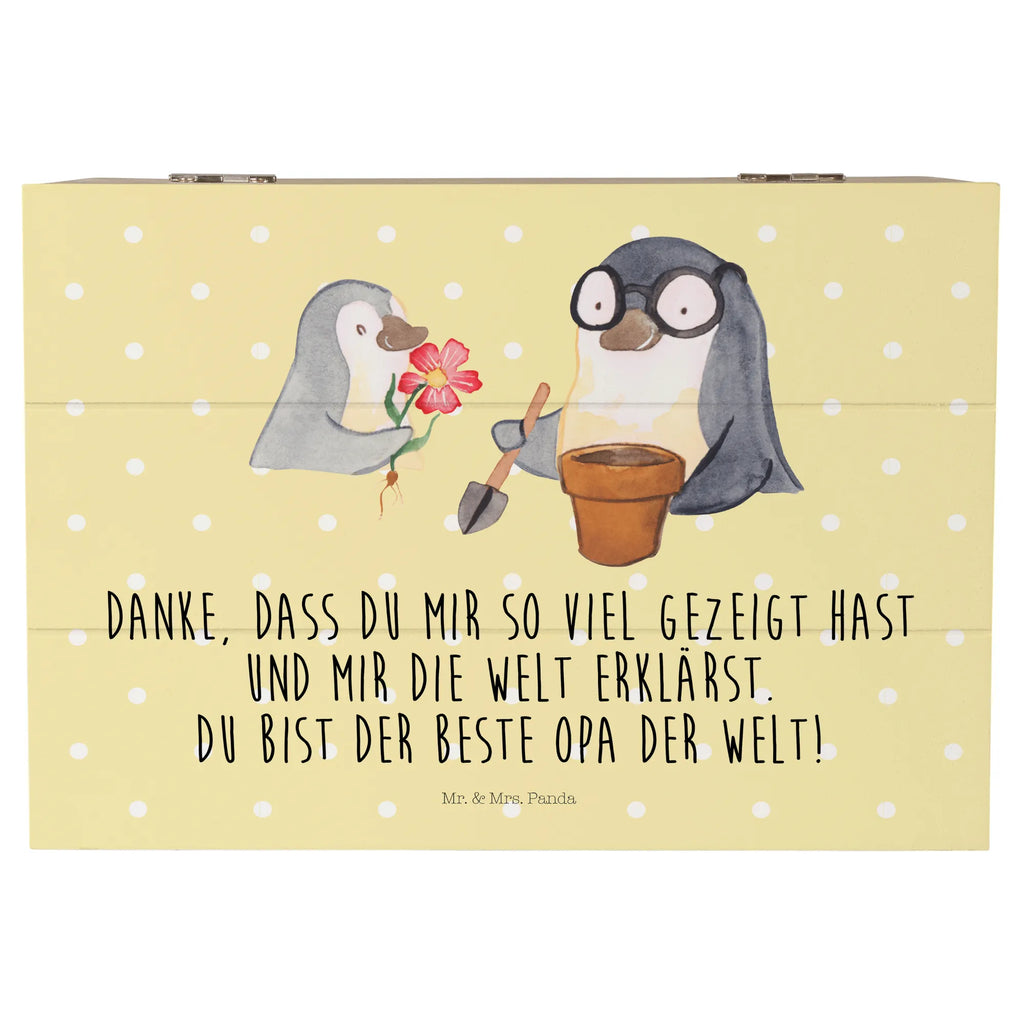 Wooden chest Penguin grandpa planting flowers storage box, memory box, box, XXL, decorative box, treasure chest, chest, Wooden box, casket, Family, Father's Day, Mother's Day, brother, sister, Mom, Dad, favourite grandpa, best grandpa, grandpa