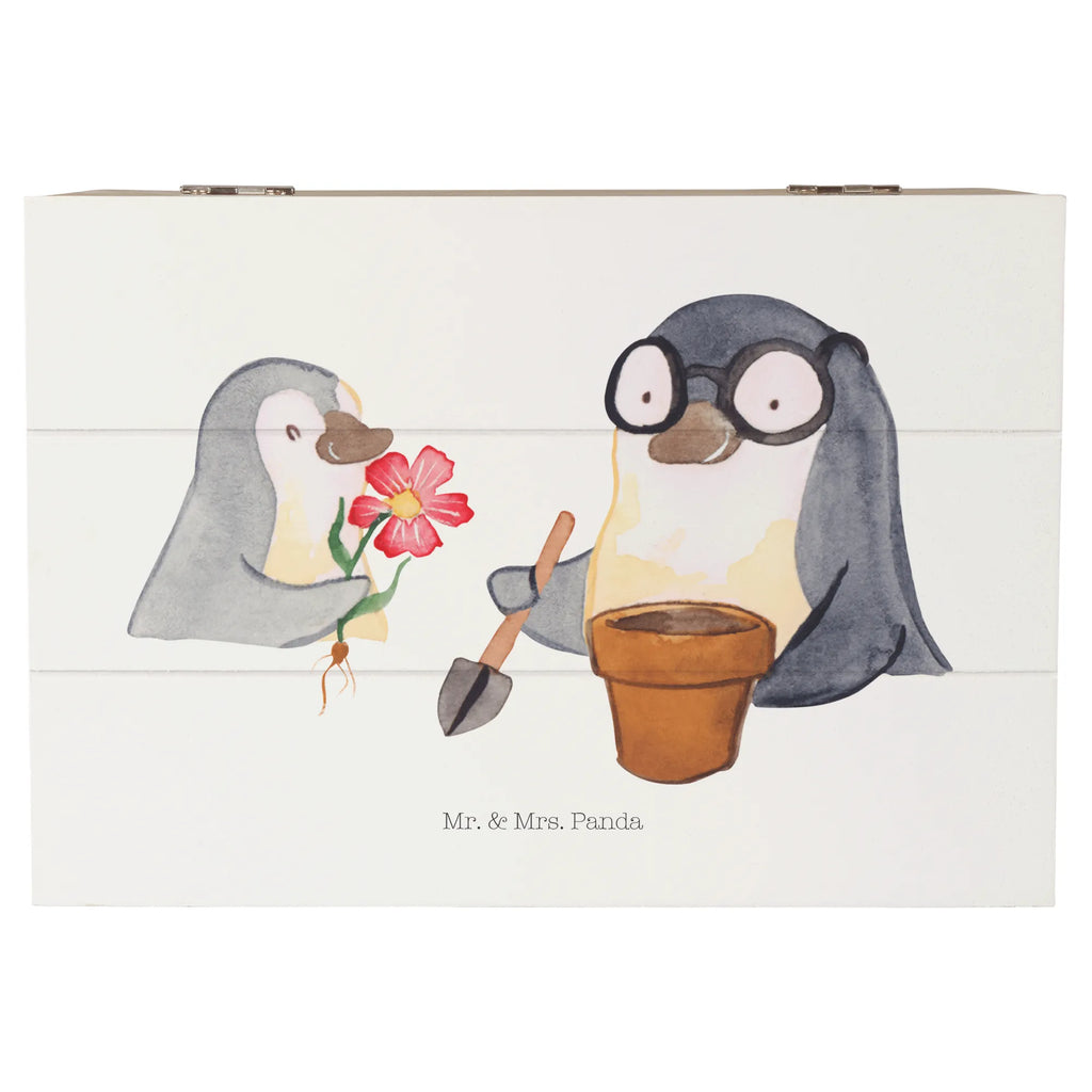 Wooden chest Penguin grandpa planting flowers storage box, memory box, box, XXL, decorative box, treasure chest, chest, Wooden box, casket, Family, Father's Day, Mother's Day, brother, sister, Mom, Dad, favourite grandpa, best grandpa, grandpa