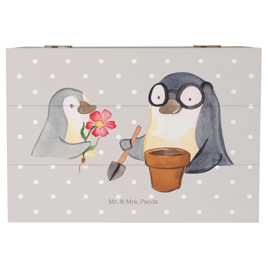 Wooden chest Penguin grandpa planting flowers storage box, memory box, box, XXL, decorative box, treasure chest, chest, Wooden box, casket, Family, Father's Day, Mother's Day, brother, sister, Mom, Dad, favourite grandpa, best grandpa, grandpa