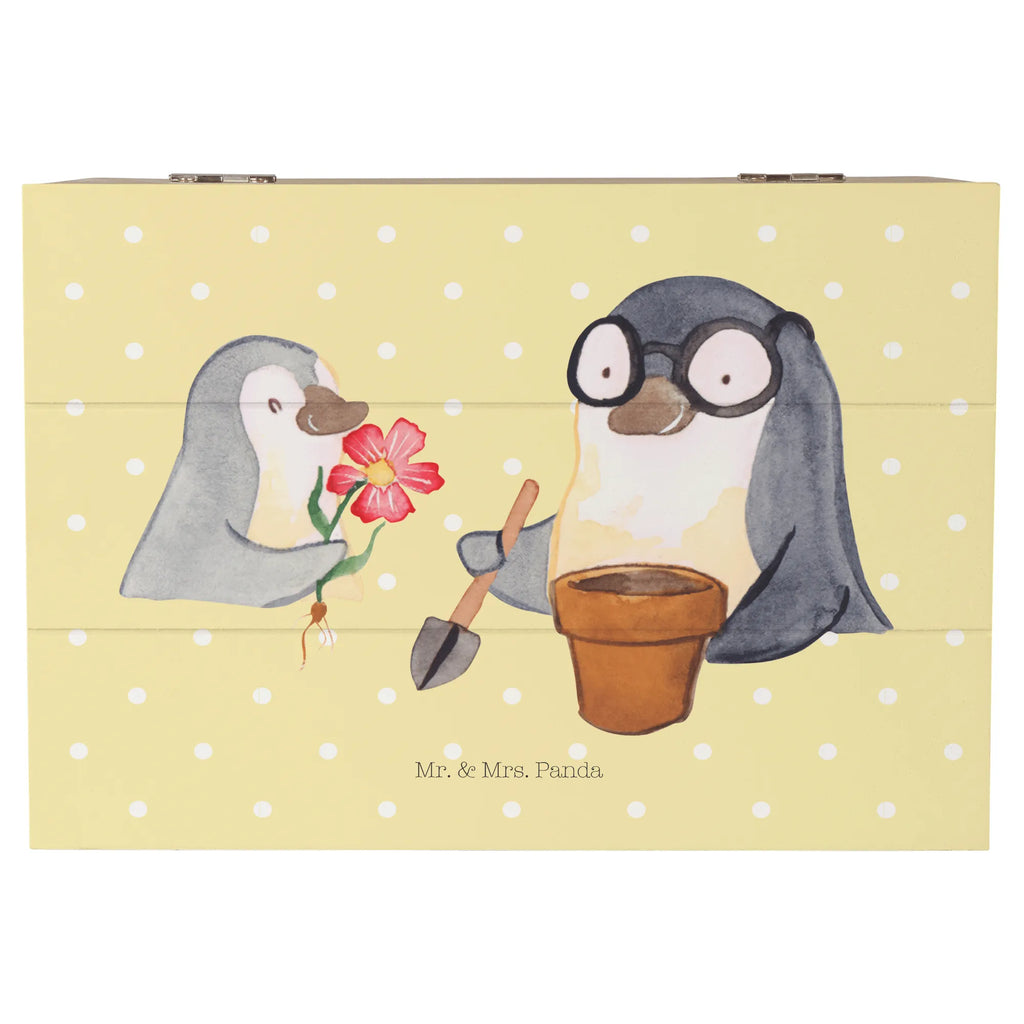 Wooden chest Penguin grandpa planting flowers storage box, memory box, box, XXL, decorative box, treasure chest, chest, Wooden box, casket, Family, Father's Day, Mother's Day, brother, sister, Mom, Dad, favourite grandpa, best grandpa, grandpa